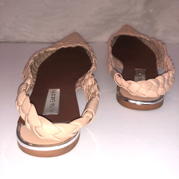 Zara Soft Nude-Pink Woven Sling-Back Flats Size 10 - Picture 6 of 13